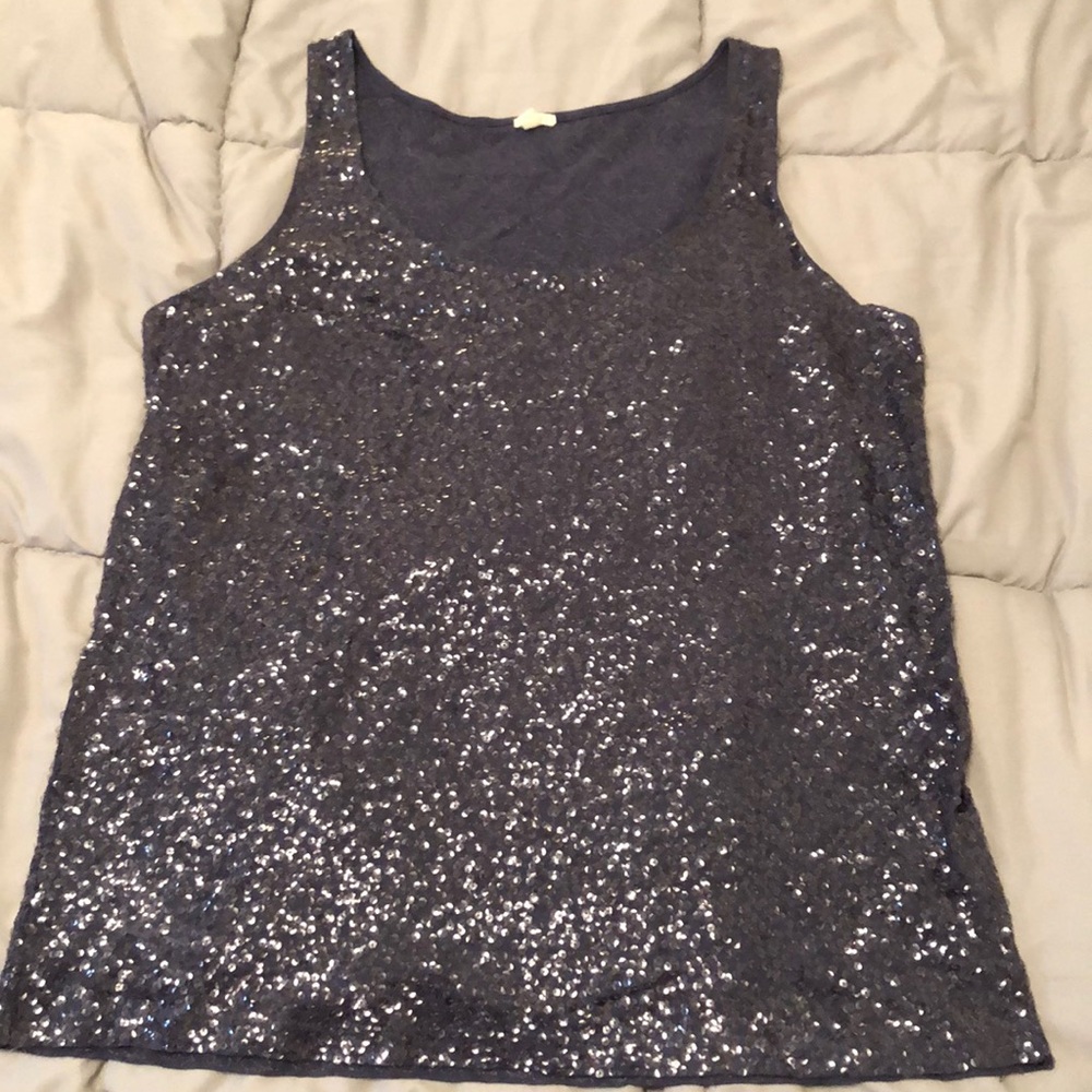 J Crew Navy Blue Sequin Tank